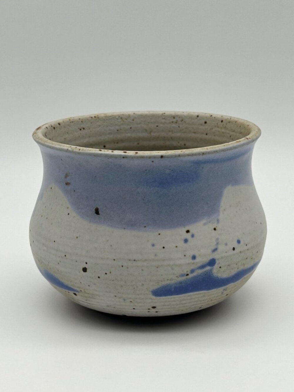 Studio Pottery Blue & White Speckled Bowl Trinket Jewelry Dish Planter Signed - Picture 4 of 8